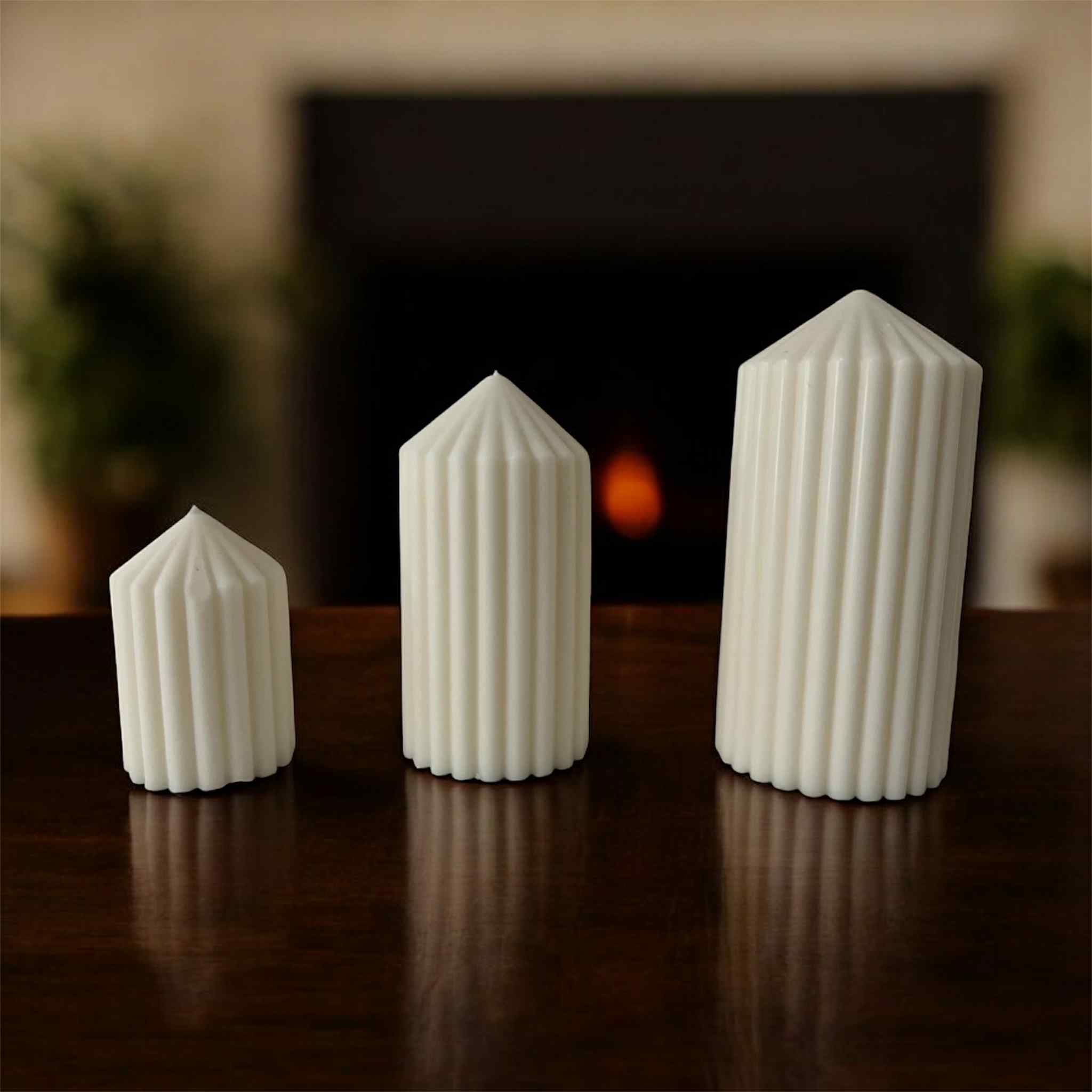 Ensemble 3 bougie Colonne Blanche